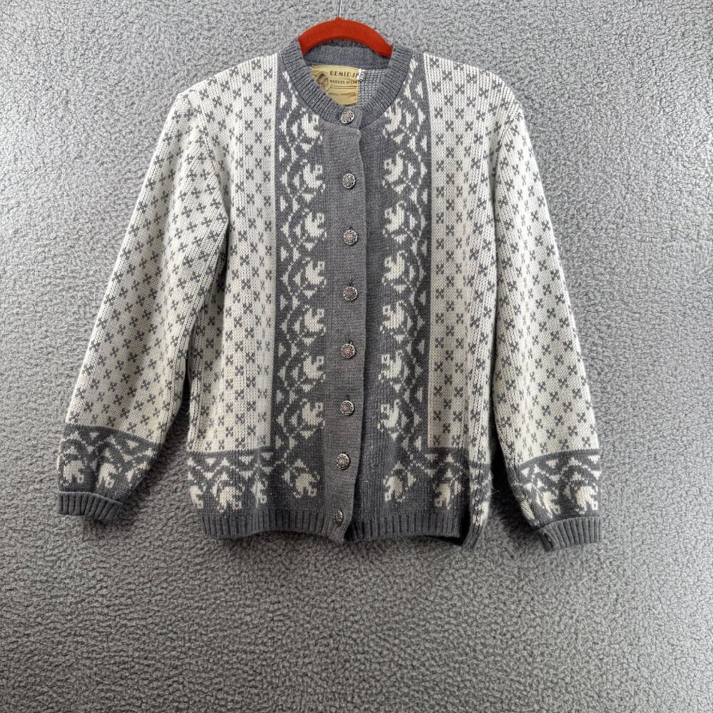 Bemidji Woolen Mills Norway Pattern Cardigan Sweater Size M/L - Picture 1 of 8